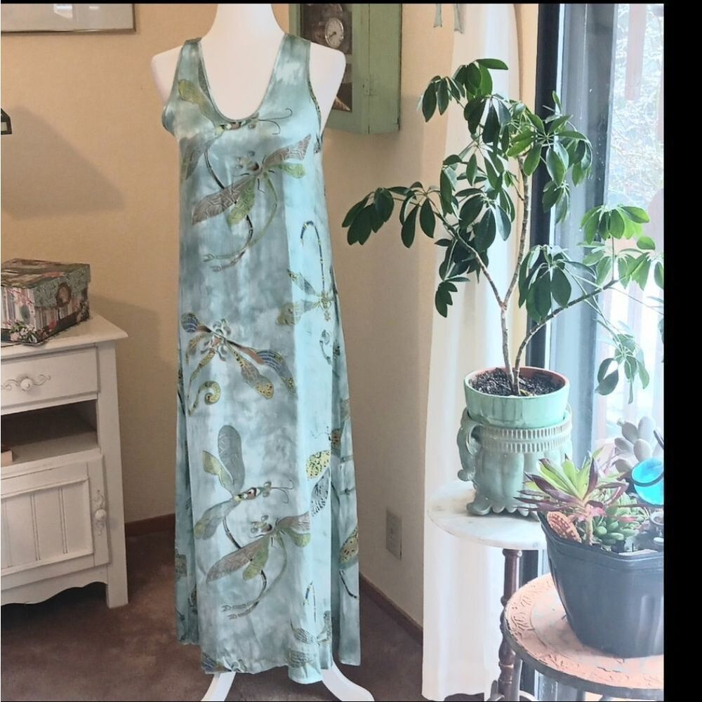Citron Silk Burnt Out Slip Dress